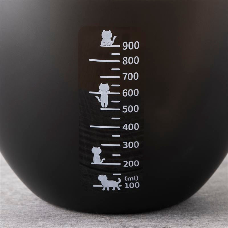 Kai Nyammy Cat Measuring Bowl 1L dark gray with white ml graduations and cat icons