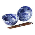 Kanase Blue Koi Donburi Bowl Pair Set