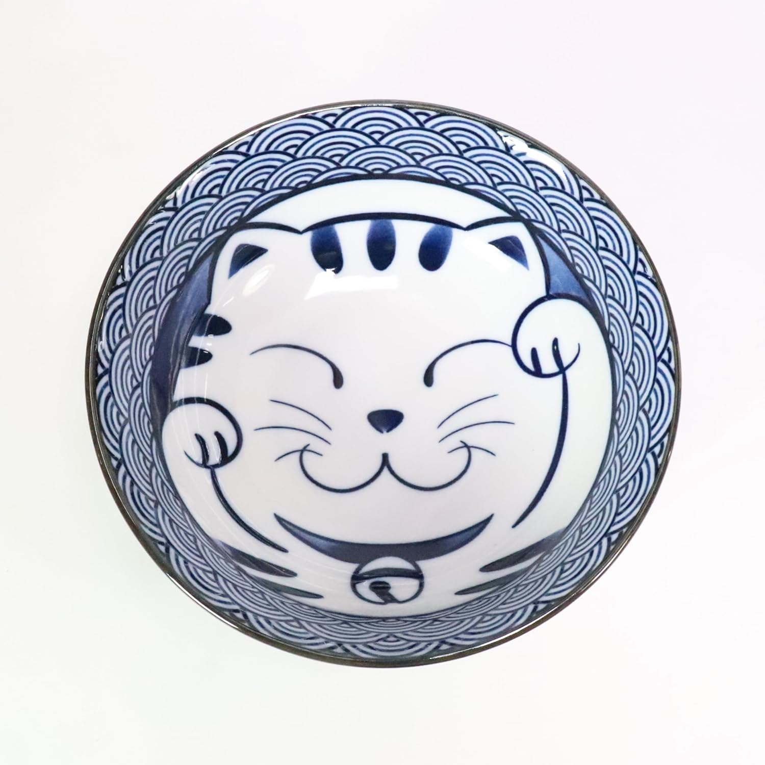 Kanese Blue Wave Cat Bowl Pair Set