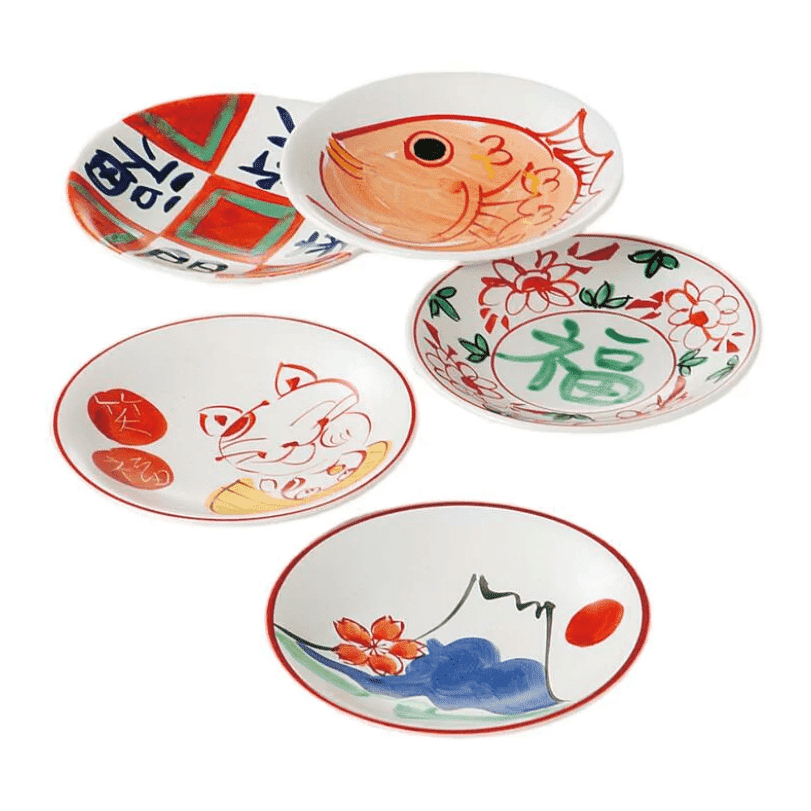 Kanese Good Fortune Small Plate 5P Set