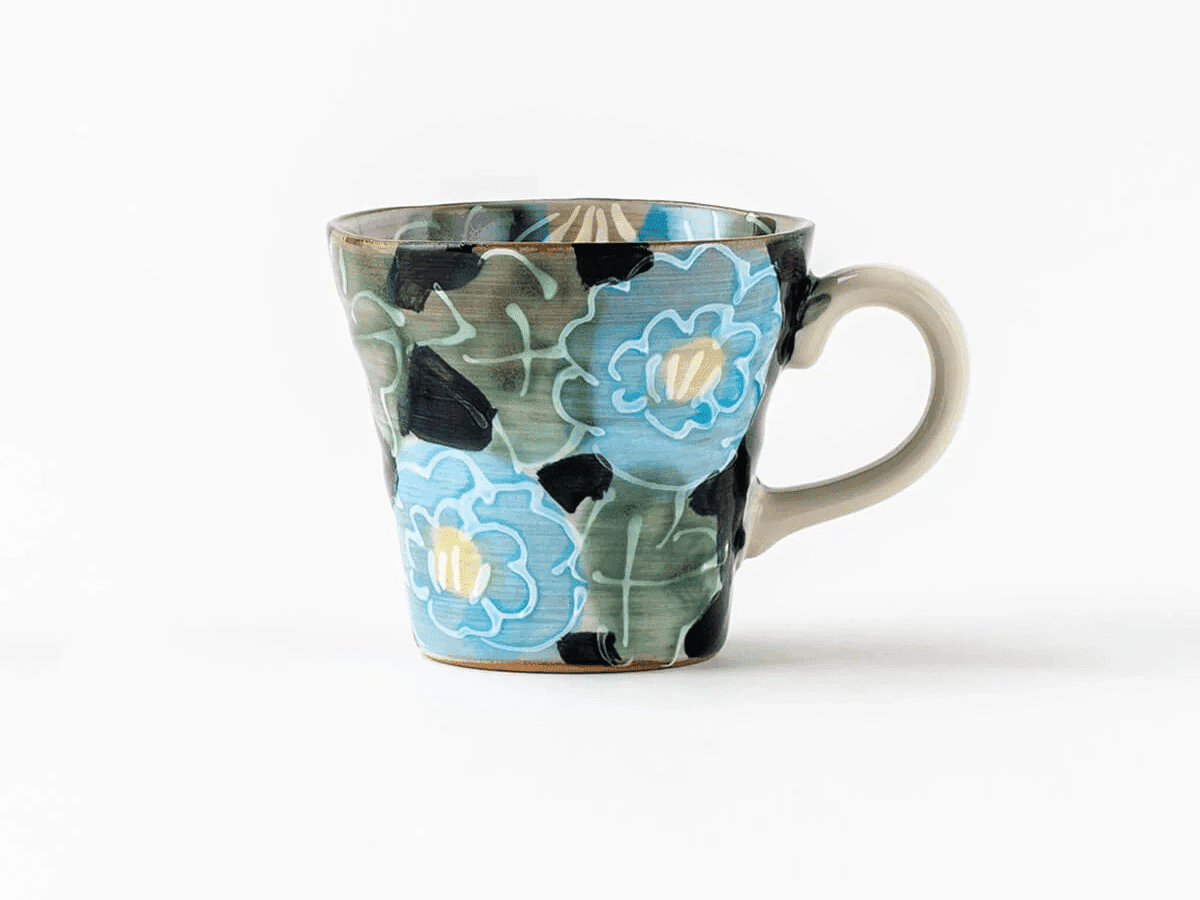 Kanese Ichizhin Floral Blue Mug