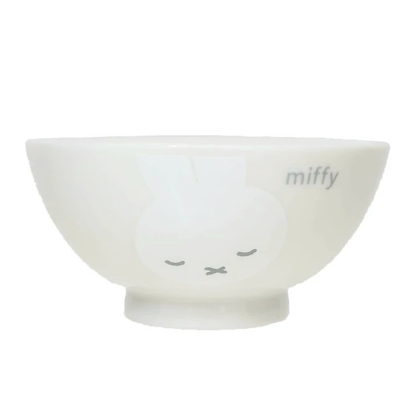 Kanesho White Miffy Face Series Ceramic Rice Bowl - Sleep 11D