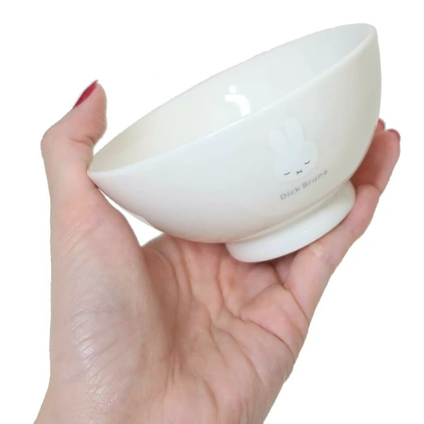 Kanesho White Miffy Face Series Ceramic Rice Bowl - Sleep 11D