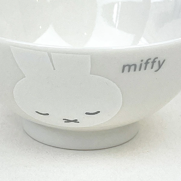 Kanesho White Miffy Face Series Ceramic Rice Bowl - Sleep 11D