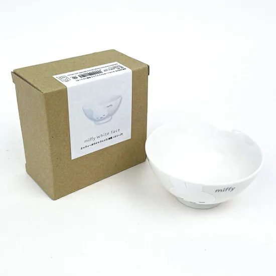 Kanesho White Miffy Face Series Ceramic Rice Bowl - Sleep 11D