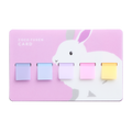 Pink Kanmido Coco Fusen Card sticky note holder with rabbit design and five pastel tabs