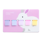 Pink Kanmido Coco Fusen Card sticky note holder with rabbit design and five pastel tabs