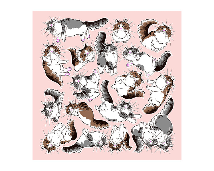 Kashiko Furoshiki - Cat Pink 70cm