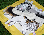 Kashiko Furoshiki - Cat Yellow 90cm