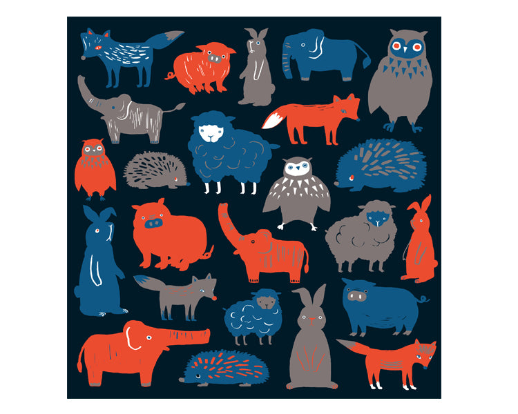 Kashiko Furoshiki - Happy Animals 90cm