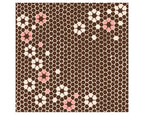 Kashiko Furoshiki - Hexagon Brown 70cm