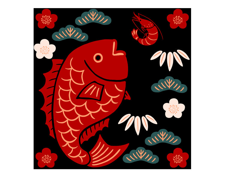 Kashiko Furoshiki - Sea Bream 90cm