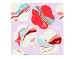 Kashiko Ume Docho Pink Furoshiki flat-lay showing abstract cloud and Asanoha geometric pattern design