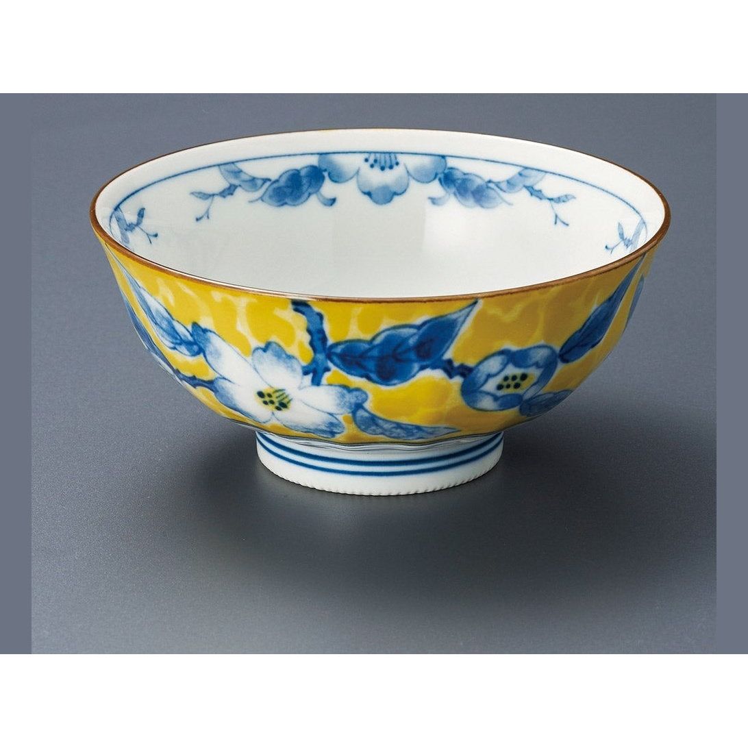 Kibana Yellow Flower Bird Bowl 13.9D