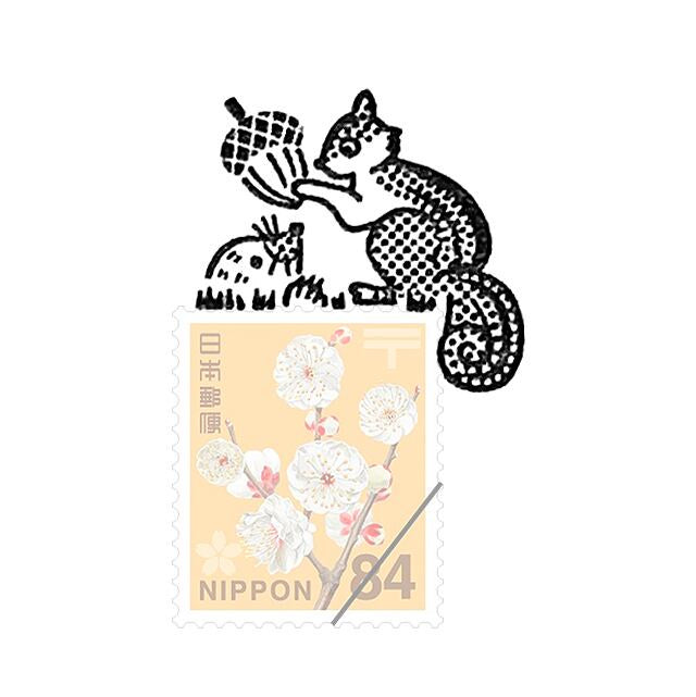 Kitte no Kobito Wooden Post Stamp - Squirrel and Mole