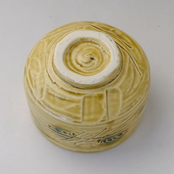 Kizeto Yellow Oribe Floral Matcha Bowl