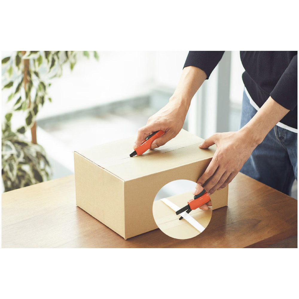 Kokuyo Hako-Ake 2Way Portable Cutter Scissor - Titanium Blade - Orange