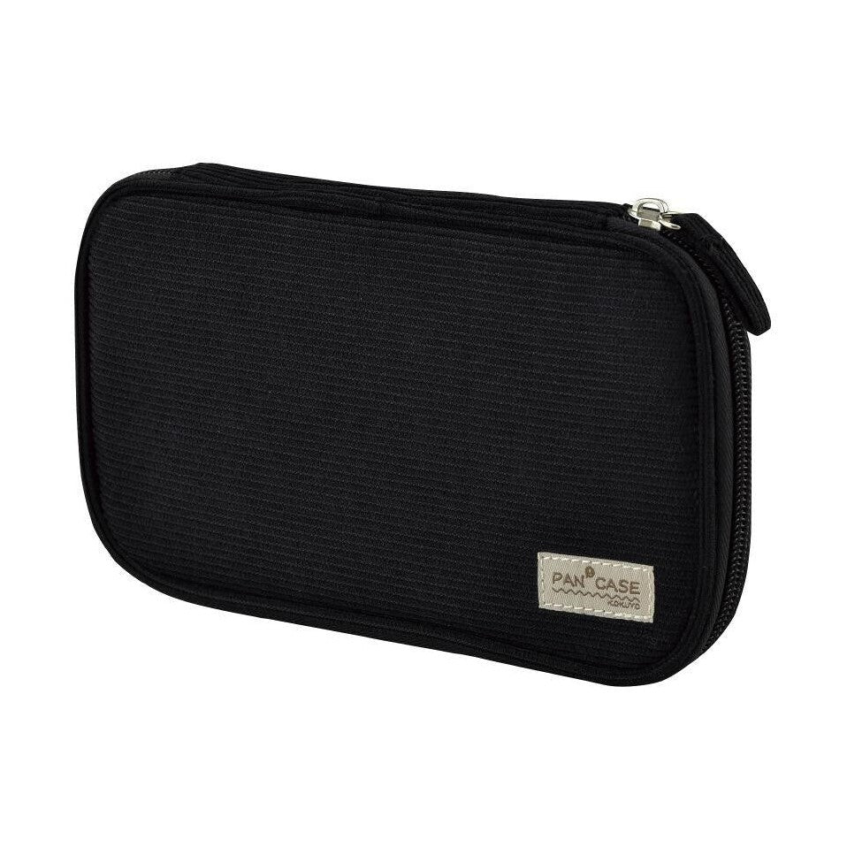 Closed black textured Kokuyo Pancase with silver zipper and beige KOKUYO brand label