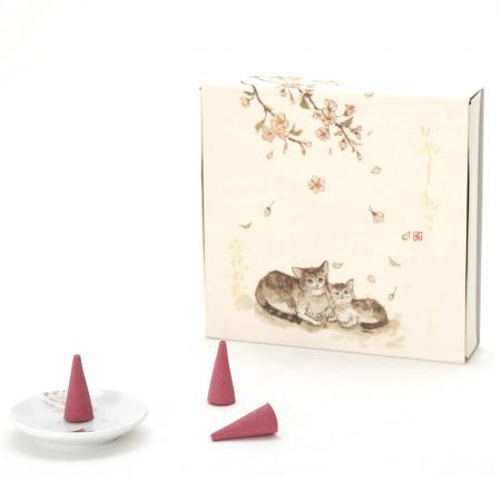 Kousaido Iyashi Neko Incense Cone Set Cherry Blossoms