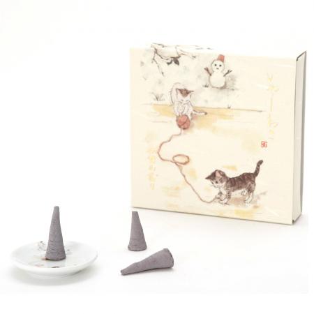 Kousaido Iyashi Neko Incense Cone Set First Snow