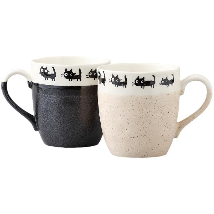 Kuroneko Cat Mug 330ml Pair Set