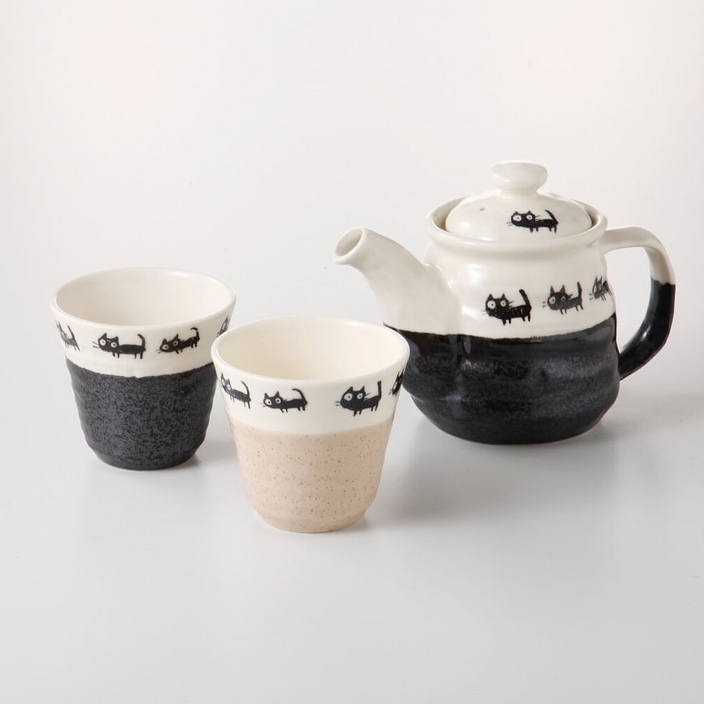 Kuroneko Cat Walk Tea Pot 3P Set