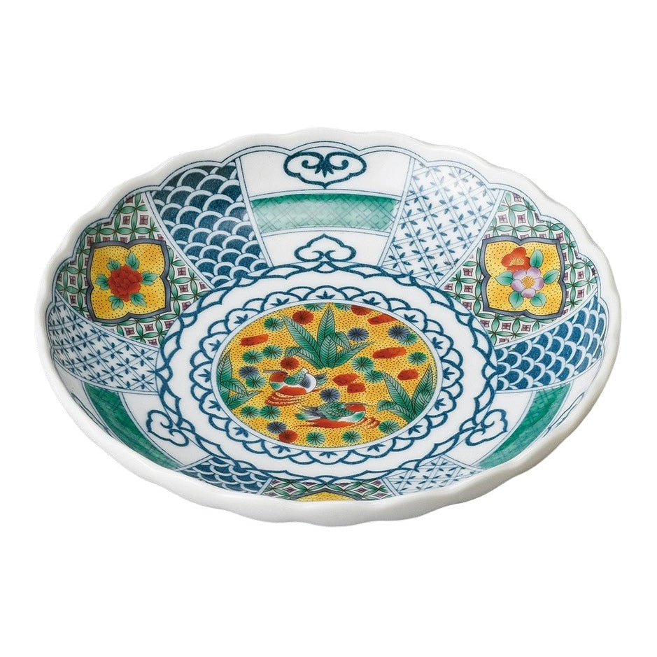 Kutani Hanadori Floral Plate 16.3D