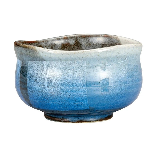 Kutaniyaki Blue Silver Mist Matcha Bowl