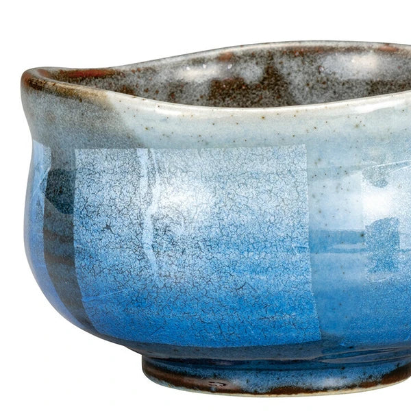 Kutaniyaki Blue Silver Mist Matcha Bowl