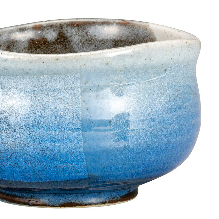 Kutaniyaki Blue Silver Mist Matcha Bowl