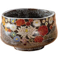 Kutaniyaki Floral Hana Tsume Matcha Bowl