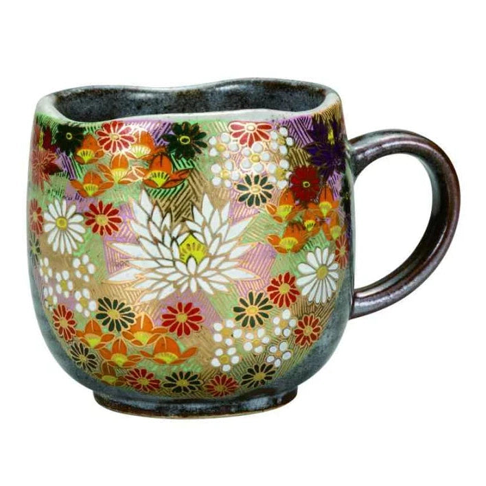 Kutaniyaki Gold Kinkazume Floral Mug