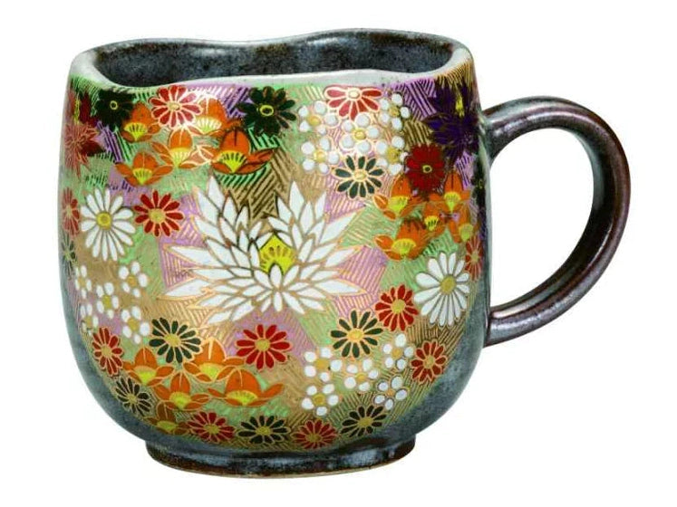 Kutaniyaki Gold Kinkazume Floral Mug