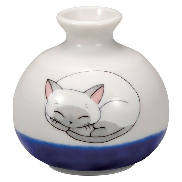 Kutaniyaki White Cat Flower Vase