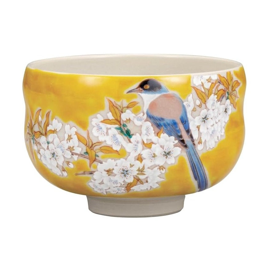 Kutaniyaki Yamazakura Bird Matcha Bowl