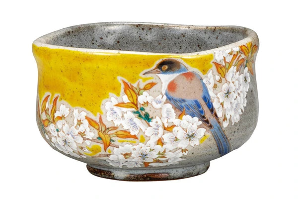 Kutaniyaki Yoshidaya Cherry Blossom Matcha Bowl