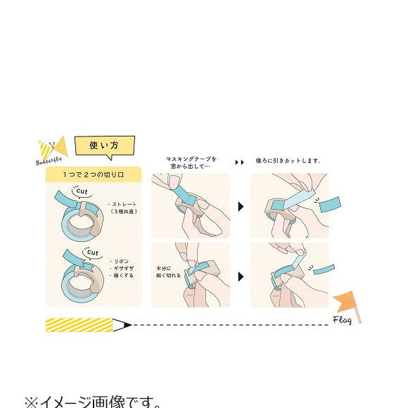 Step-by-step guide on using Kutsuwa 2-Way Washi Tape Cutter for straight and decorative cuts