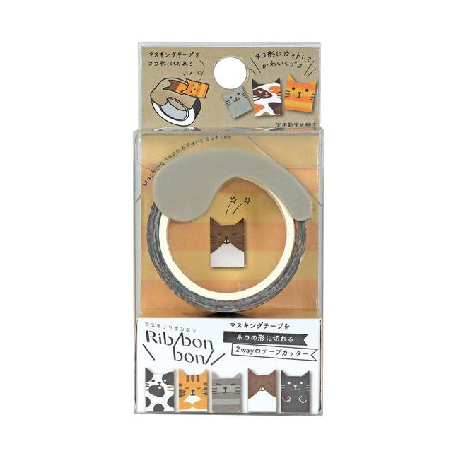 Kutsuwa Ribbon Bon Washi Tape Cutter, Cat Shape
