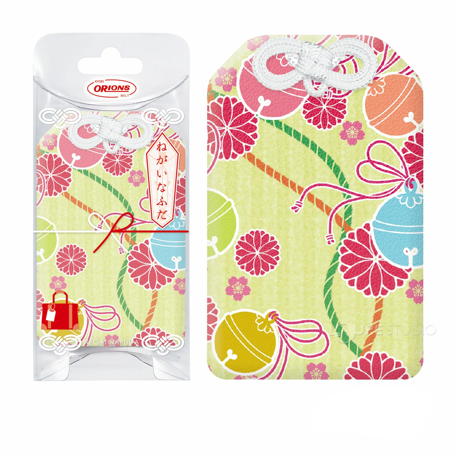 Kyoei Omamori Charm Name Card Holder - Green Bell