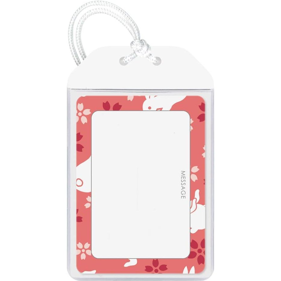Kyoei Omamori Charm Name Card Holder - Pink Rabbit