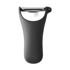 Front view of ergonomic black Marna vegetable peeler handle
