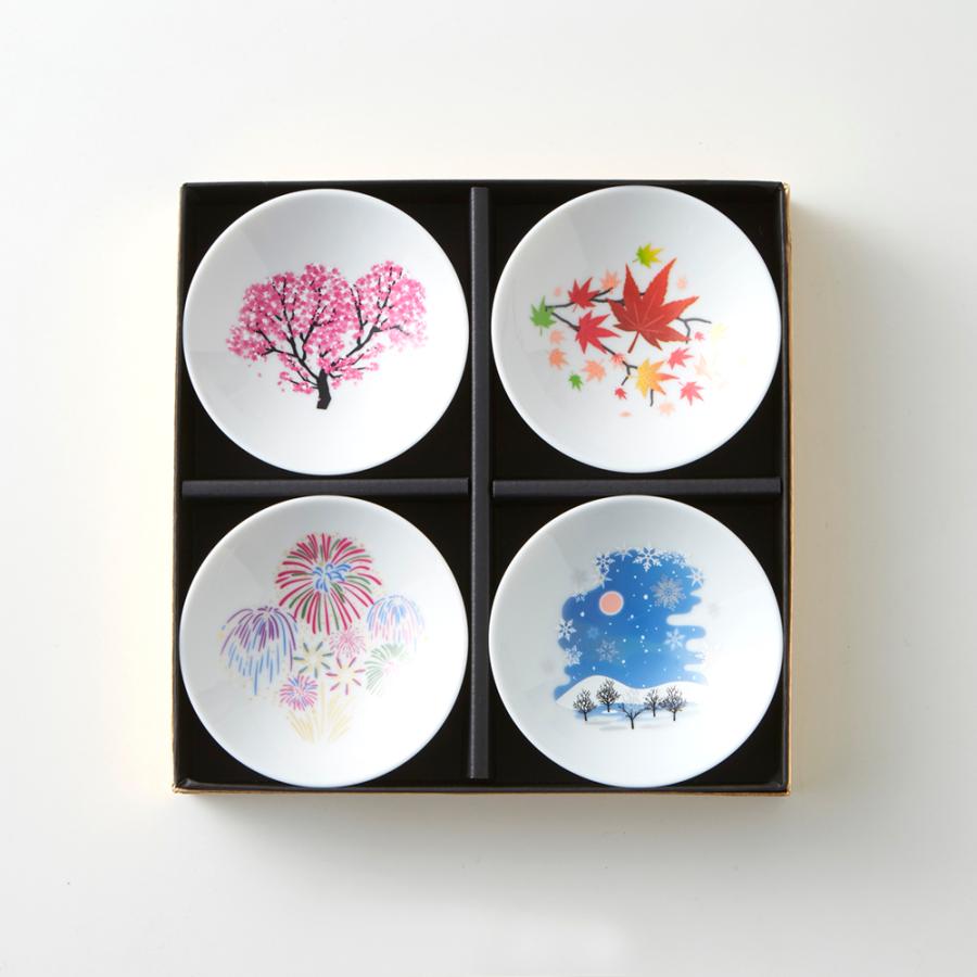 Marumo Takagi Colour Changing Four Seasons of Japan Sake Cup 4P Set