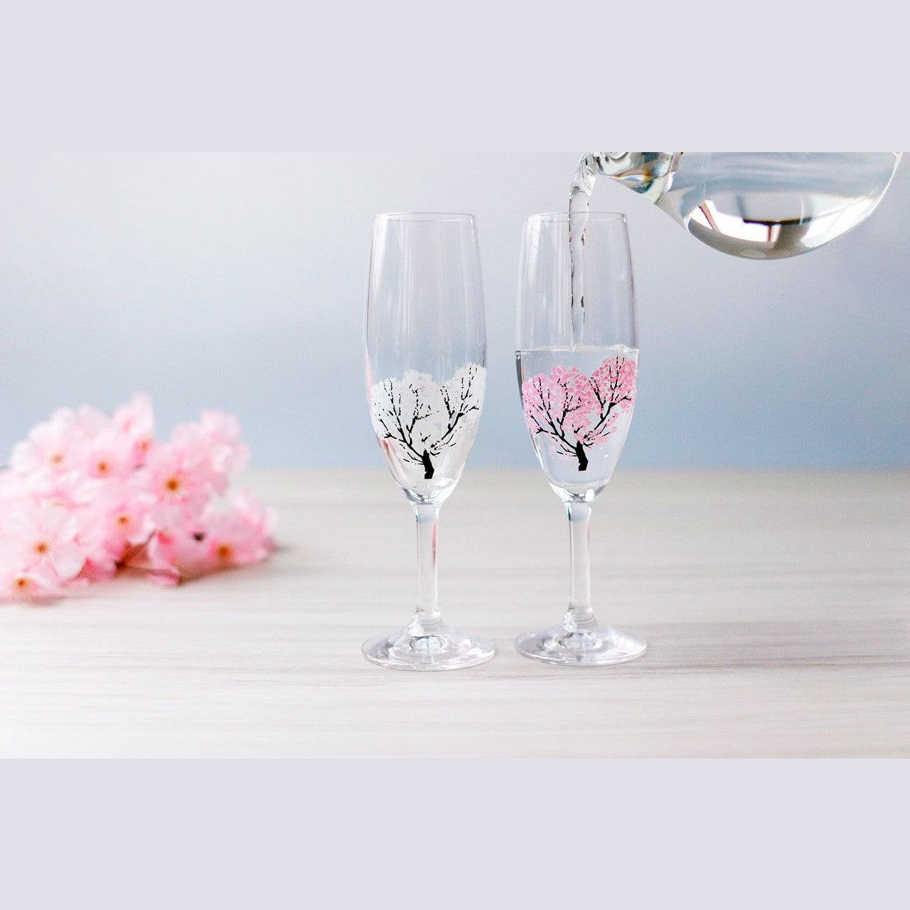 Marumo Takagi Colour Changing Sakura Champagne Glass 2P Set