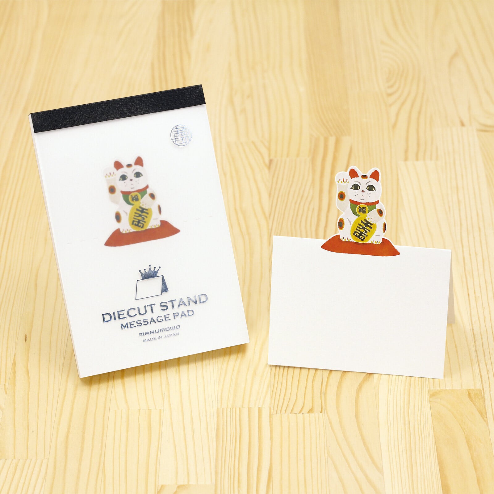 Marumono DieCut Stand Message Pad Maneki Cat