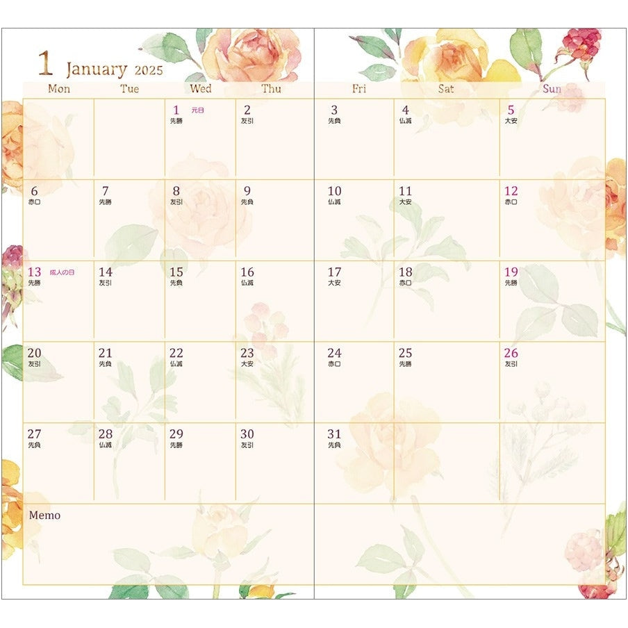 Midori 2025 Pocket Diary - Slim - Countrytime Flower