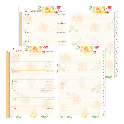 Midori 2025 Pocket Diary - B6 - Countrytime Flower