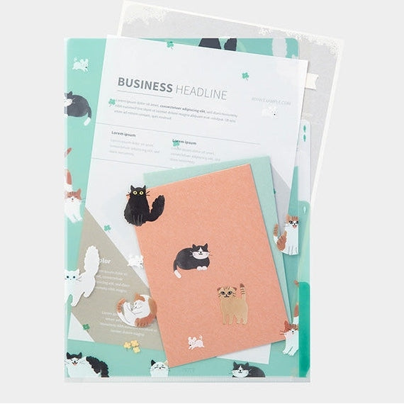 Midori 3-Pocket A4 File - Cats