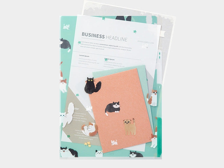 Midori 3-Pocket A4 File - Cats