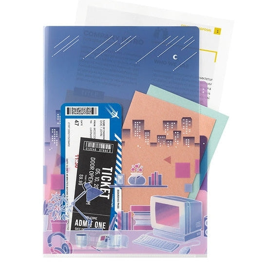 Midori 3-Pocket A4 File - City Pop
