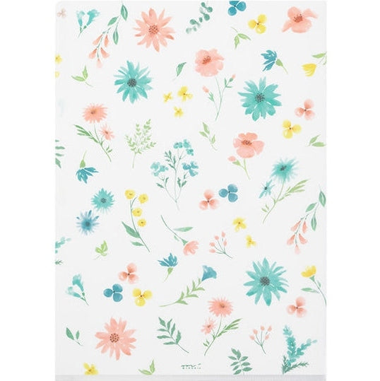 Midori 3-Pocket A4 File - Flowers